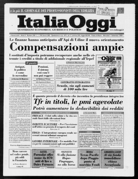 Italia oggi : quotidiano di economia finanza e politica